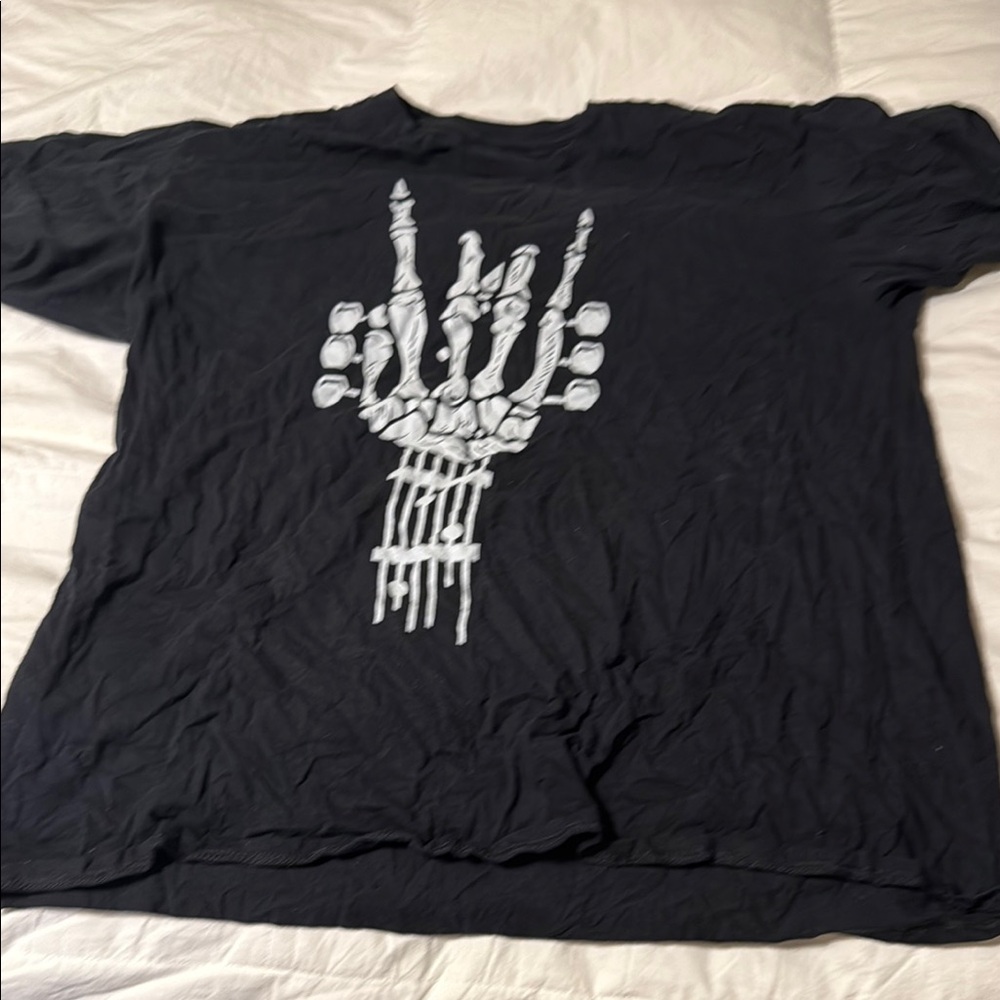Black Graphic Tee with Skeleton Design - Picture 1 of 1